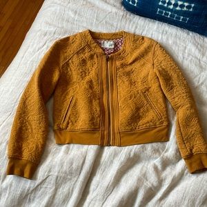 Anthropologie Mustard Bomber-Style Sweater Jacket - Size Small